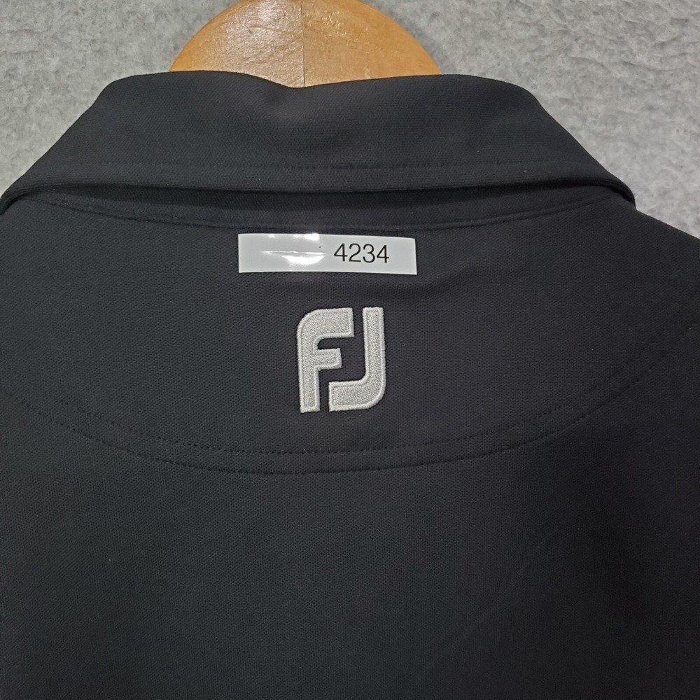FootJoy FJ Golf Polo Shirt Size Large L Black Performance Stretch W/ Chest Logo - Picture 12 of 12